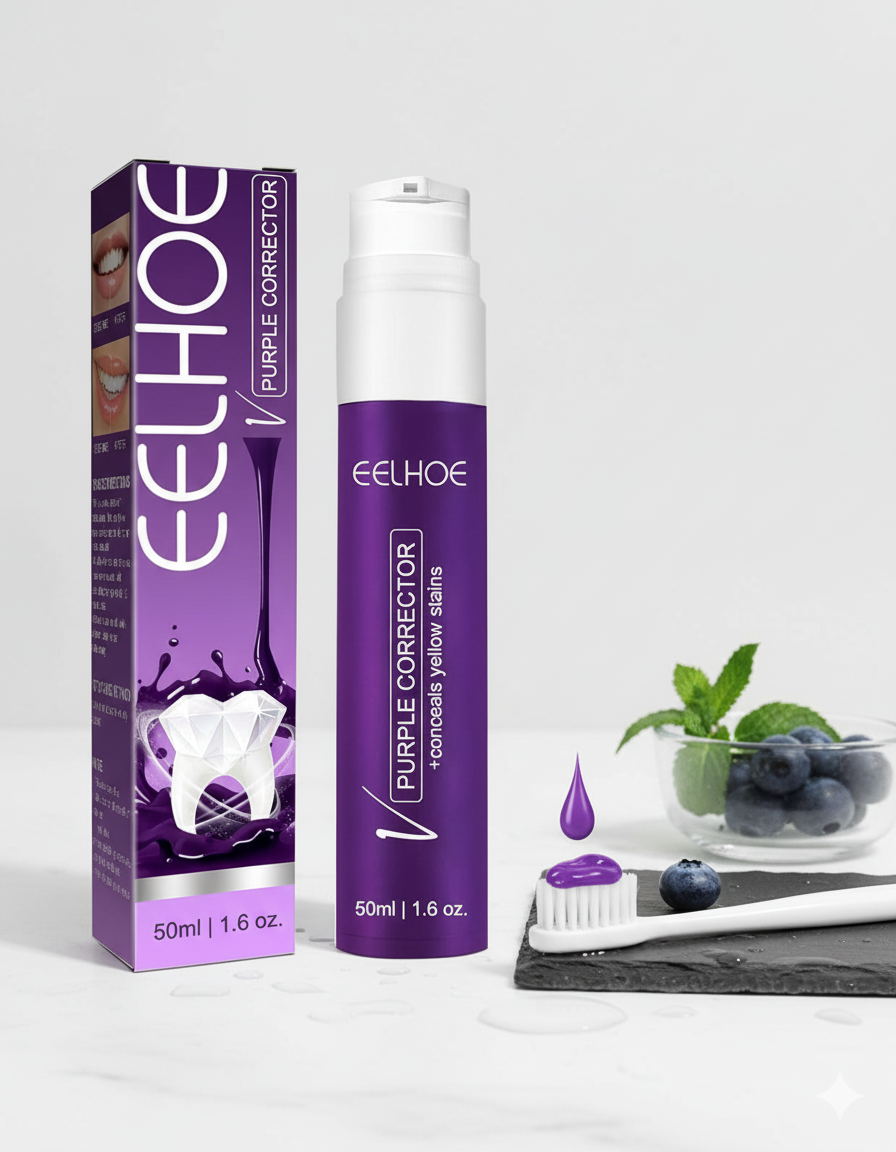 EELHOE Color Corrector Toothpaste 50ml | Purple Whitening Toothpaste for Stain Removal