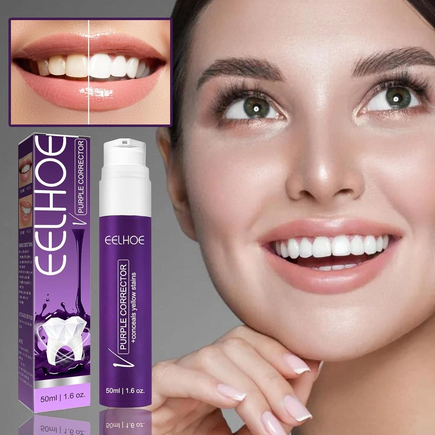 EELHOE Color Corrector Toothpaste 50ml | Purple Whitening Toothpaste for Stain Removal