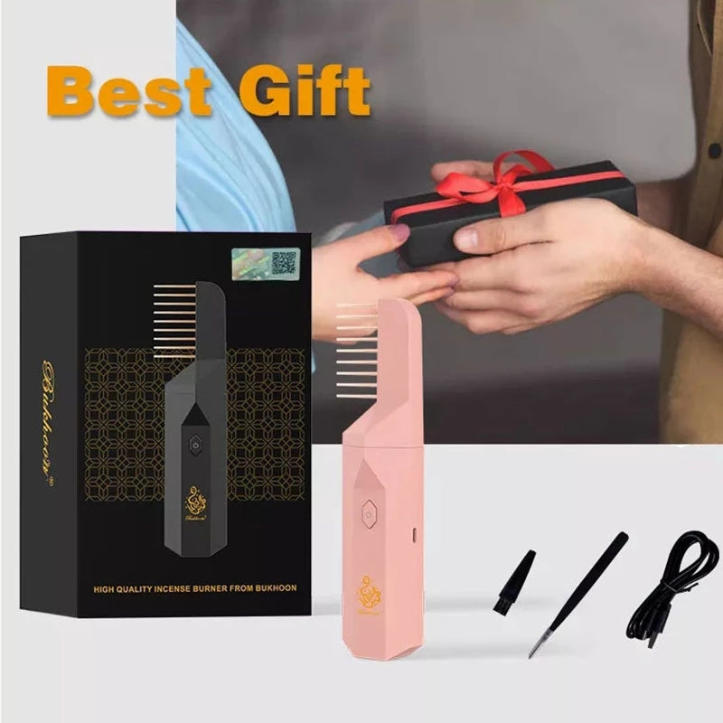 Electric Hair Brush Incense Burner for Bakhoor – Portable & Easy Aromatherapy