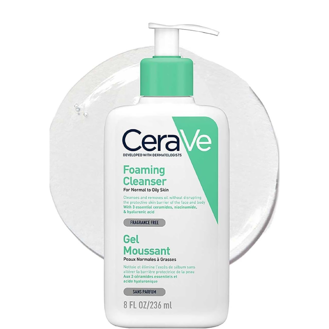 CeraVe Foaming Cleanser – Gentle Face Wash for Normal to Oily Skin