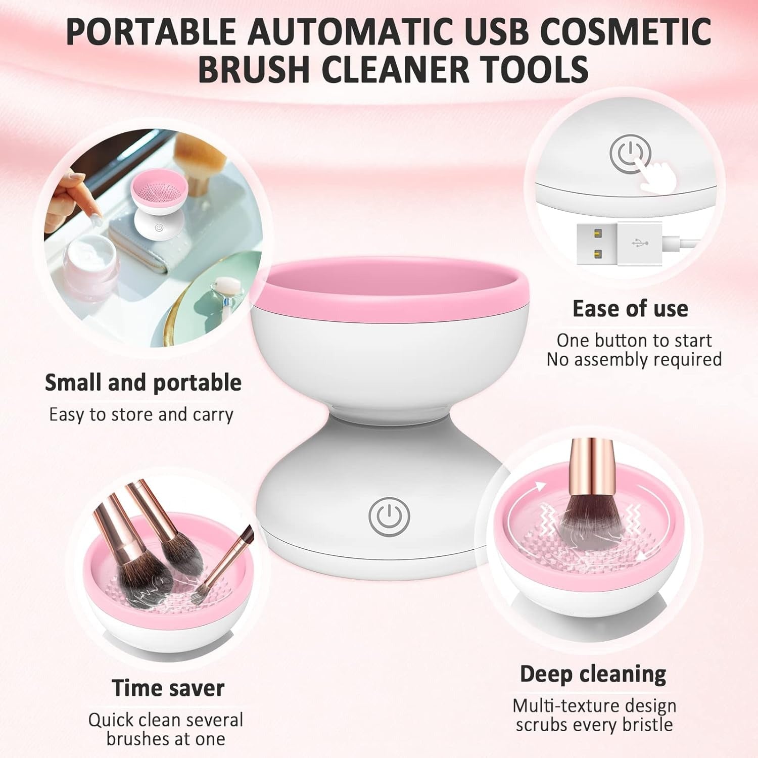 Electric Makeup Brush Cleaner Machine – Automatic Quick-Dry Cosmetic Brush Washer