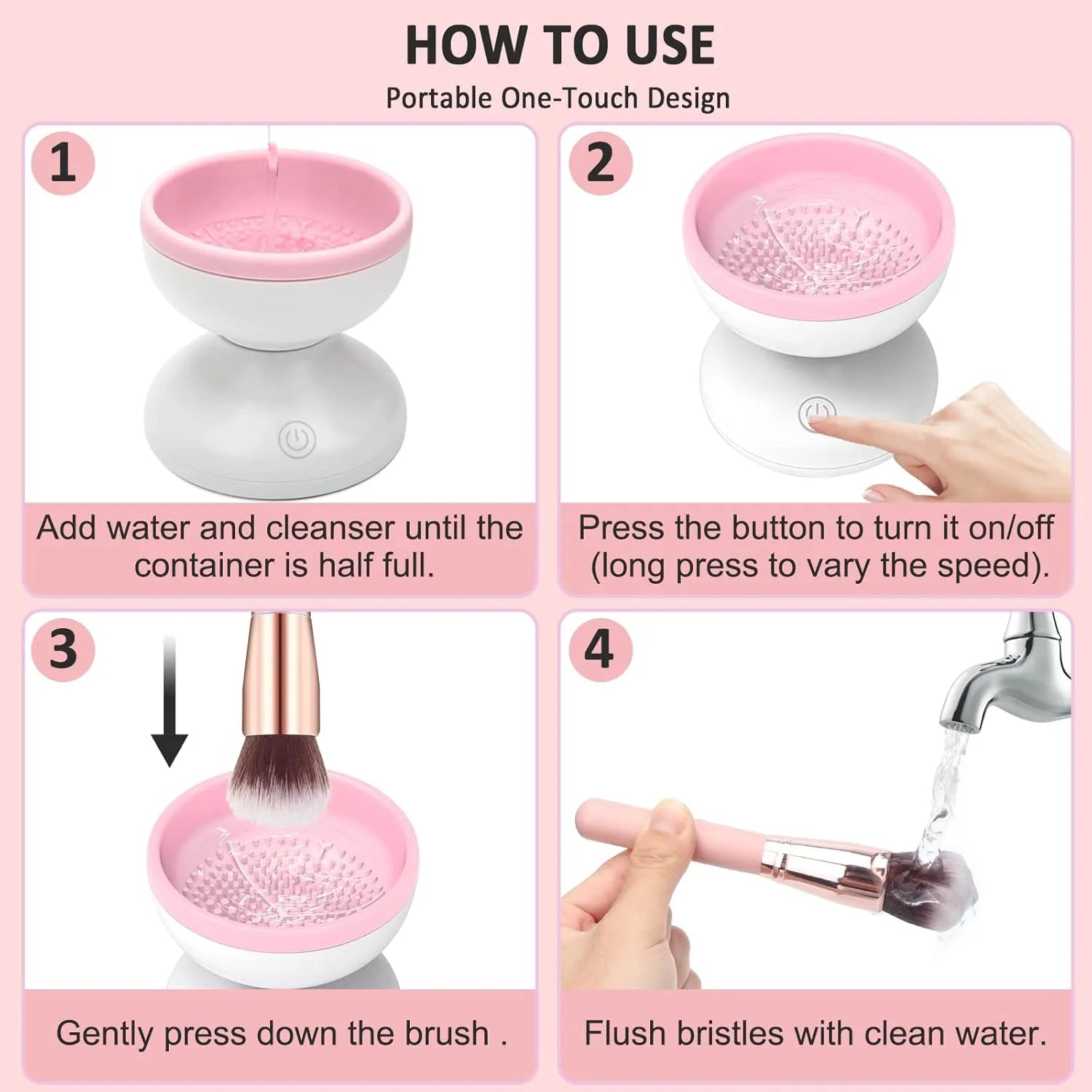Electric Makeup Brush Cleaner Machine – Automatic Quick-Dry Cosmetic Brush Washer
